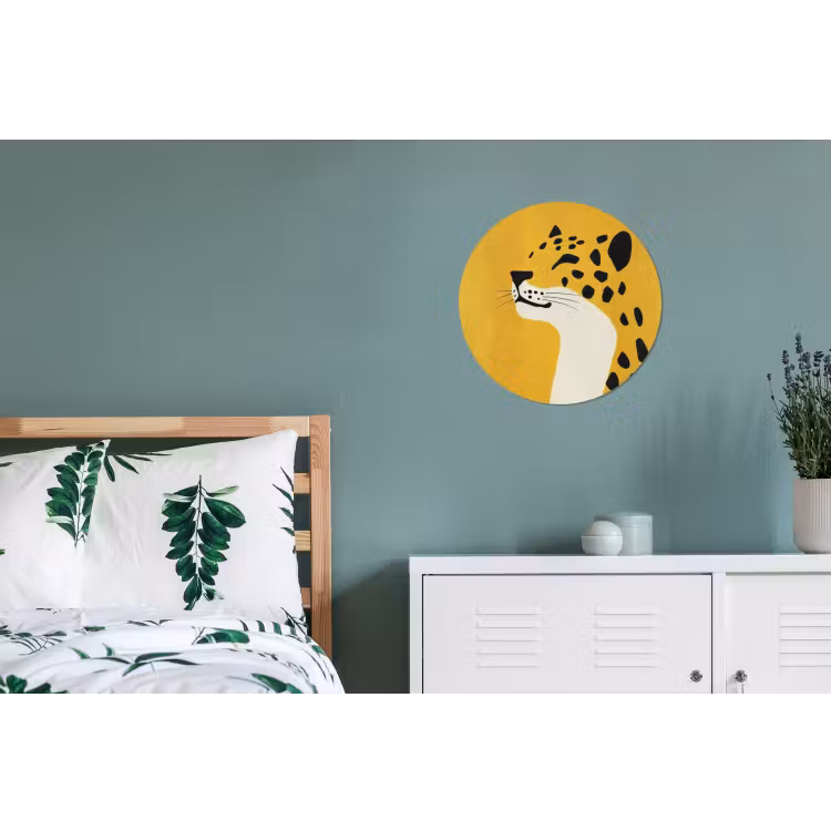 Wandcirkel - Aluminium - Cheetah - Illustratie - Geel — 4