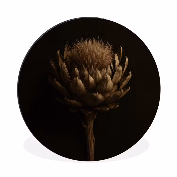 Wandcirkel - Aluminium - Donkerbruin - Bloem - Textuur - Artisjok — 1