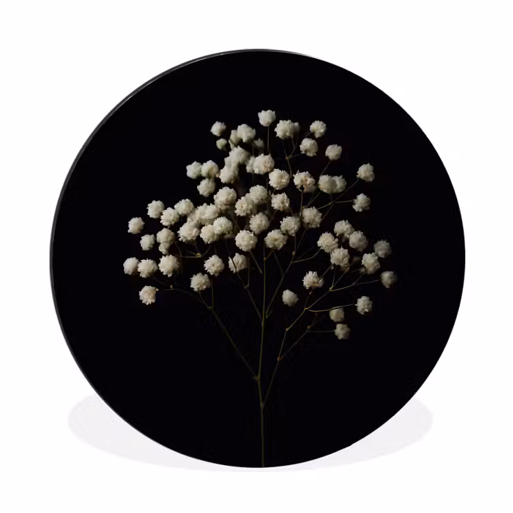 Wandcirkel - Aluminium - Gipskruid - Bloemetjes - Wit - Minimalistisch — 1