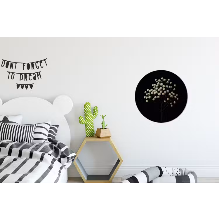 Wandcirkel - Aluminium - Gipskruid - Bloemetjes - Wit - Minimalistisch — 5