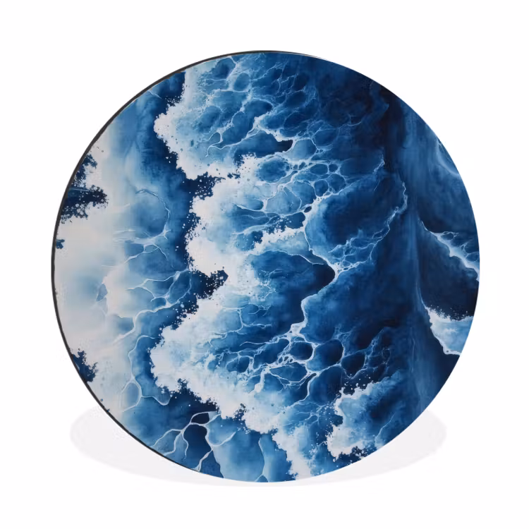 Wandcirkel - Aluminium - Golven - Blauw - Schuim — 1