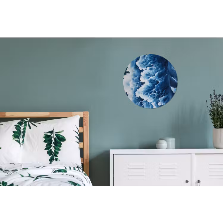 Wandcirkel - Aluminium - Golven - Blauw - Schuim — 4