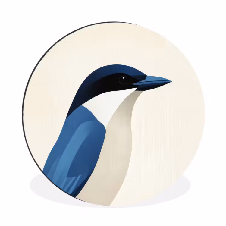 Wandcirkel - Aluminium - Illustratie - Blauw - Vogel — 1