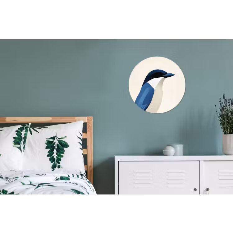 Wandcirkel - Aluminium - Illustratie - Blauw - Vogel — 4