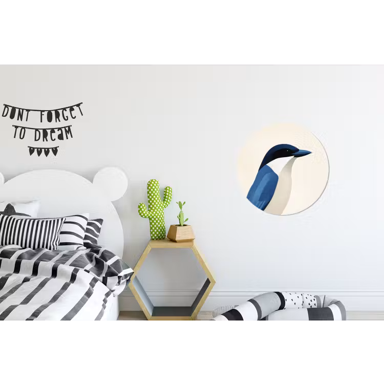 Wandcirkel - Aluminium - Illustratie - Blauw - Vogel — 5