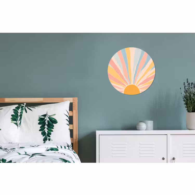 Wandcirkel - Aluminium - Illustratie - Zon - Pastelkleuren — 4