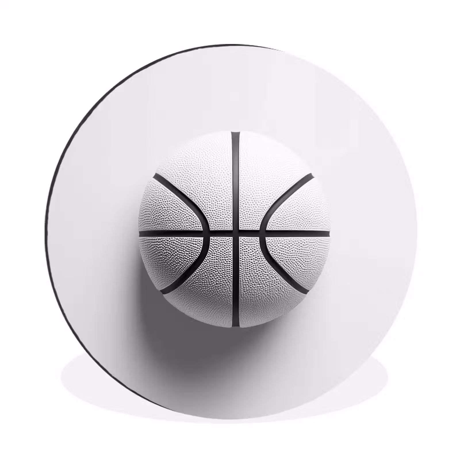 Wandcirkel - Aluminium - Basketbal - Wit - Schaduw - Lijnen — 1