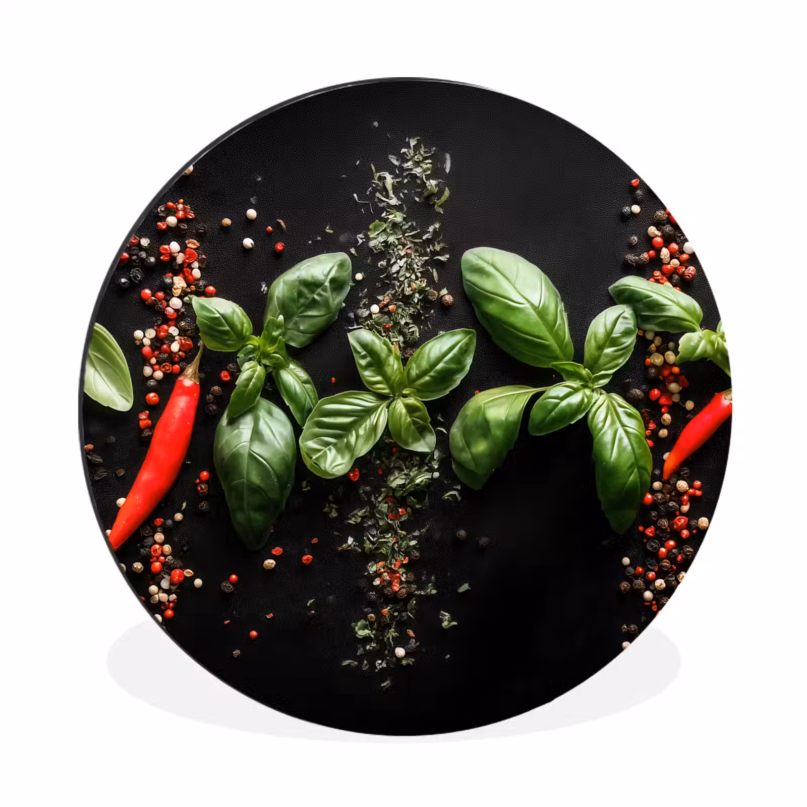 Wandcirkel - Aluminium - Chilipepers - Basilicum - Blaadjes - Rood — 1