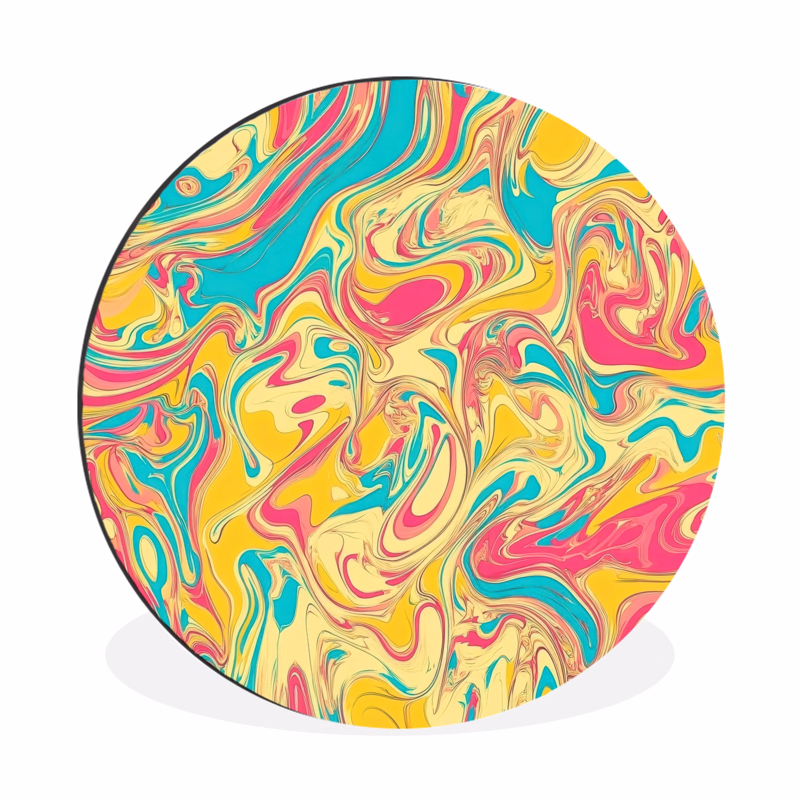 Wandcirkel - Aluminium - Geel - Roze - Blauw - Retro — 1
