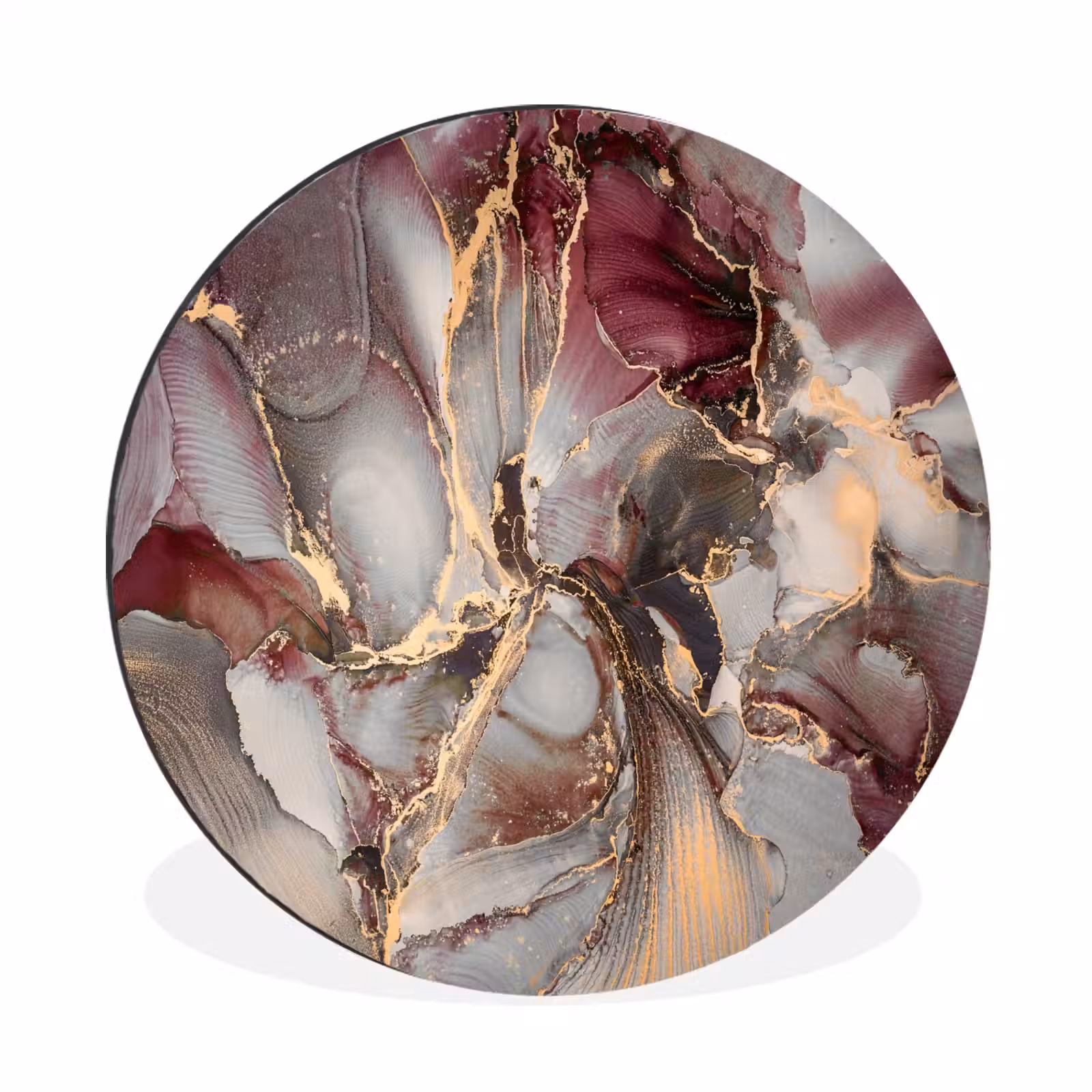 Wandcirkel - Aluminium - Goud - Marmer - Paars — 1