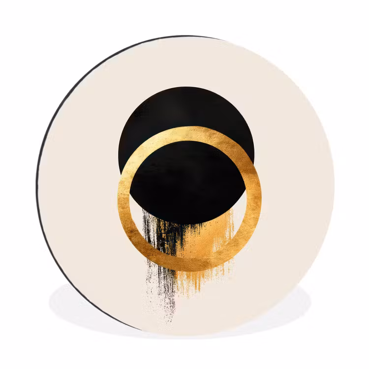 Wandcirkel - Aluminium - Abstract ontwerp - Zwarte cirkel - Verfvlekken — 1