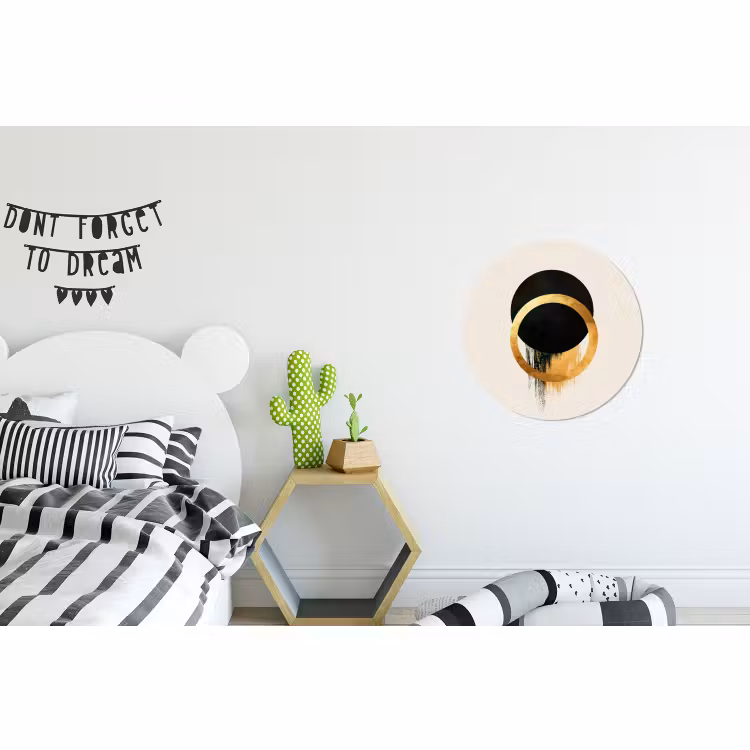 Wandcirkel - Aluminium - Abstract ontwerp - Zwarte cirkel - Verfvlekken — 5