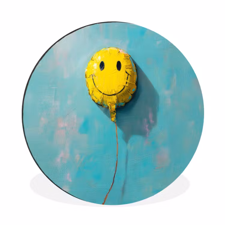 Wandcirkel - Aluminium - Ballon - Geel - Smiley — 1