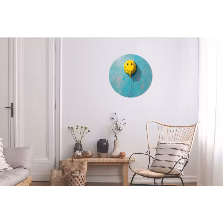 Wandcirkel - Aluminium - Ballon - Geel - Smiley — 2