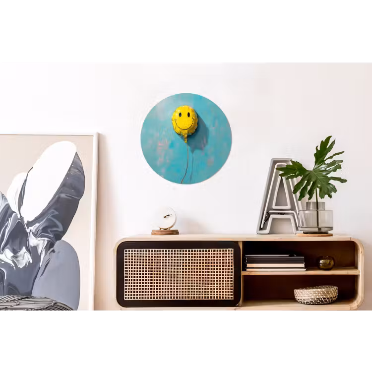 Wandcirkel - Aluminium - Ballon - Geel - Smiley — 3