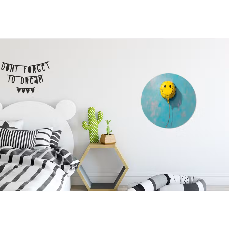 Wandcirkel - Aluminium - Ballon - Geel - Smiley — 5
