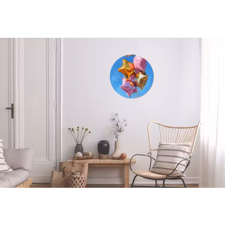 Wandcirkel - Aluminium - Ballonnen - Goud - Stervorm - Roze — 2