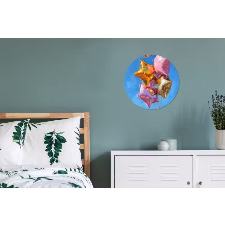Wandcirkel - Aluminium - Ballonnen - Goud - Stervorm - Roze — 4