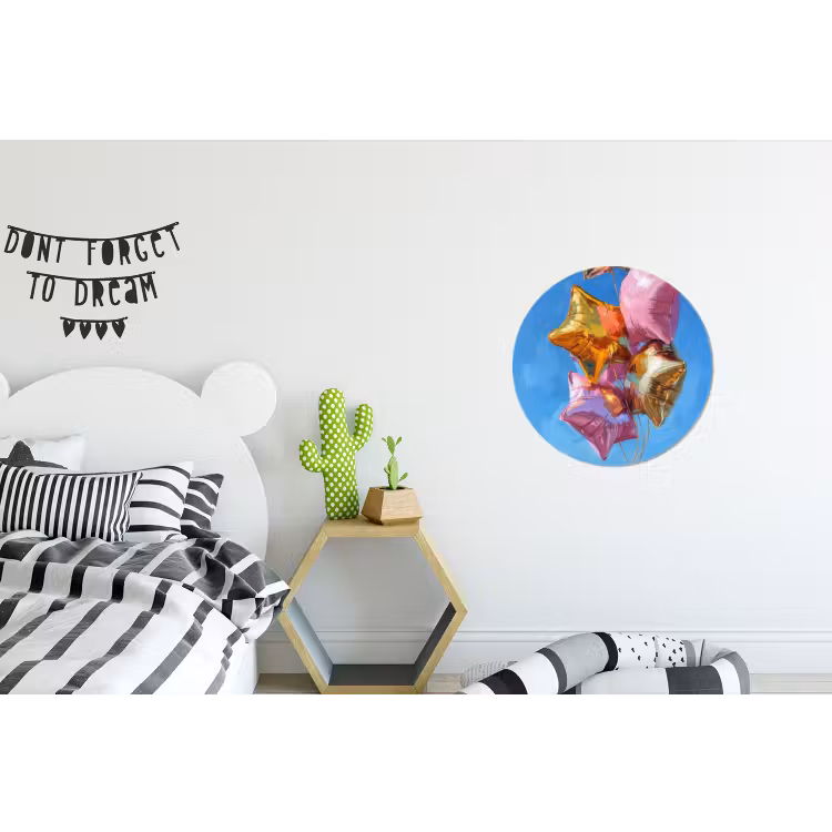 Wandcirkel - Aluminium - Ballonnen - Goud - Stervorm - Roze — 5