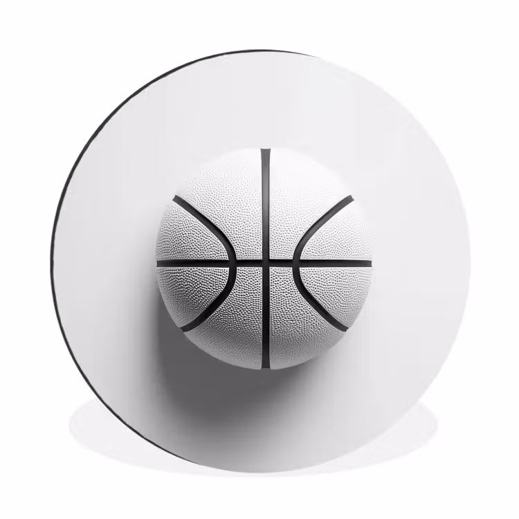 Wandcirkel - Aluminium - Basketbal - Wit - Schaduw - Lijnen — 1