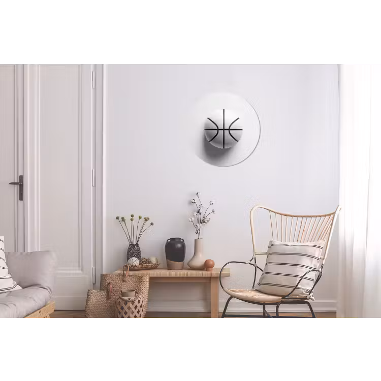 Wandcirkel - Aluminium - Basketbal - Wit - Schaduw - Lijnen — 2