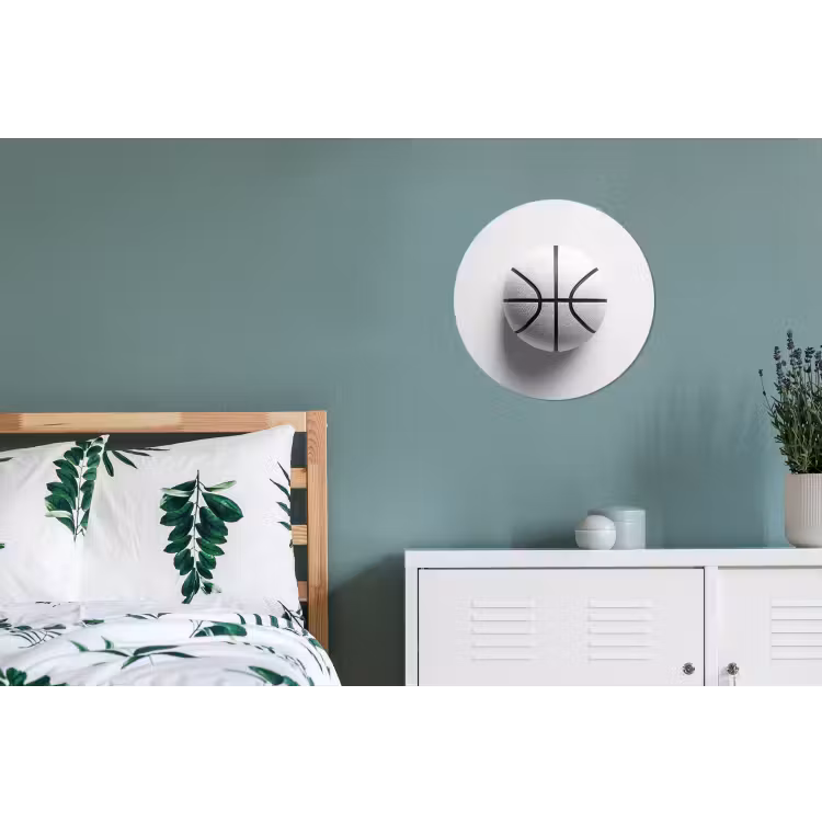 Wandcirkel - Aluminium - Basketbal - Wit - Schaduw - Lijnen — 4