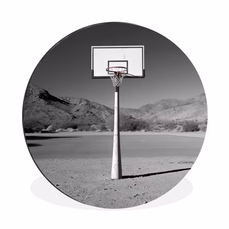 Wandcirkel - Aluminium - Basketbalpaal - Landschap - Zand - Wit — 1