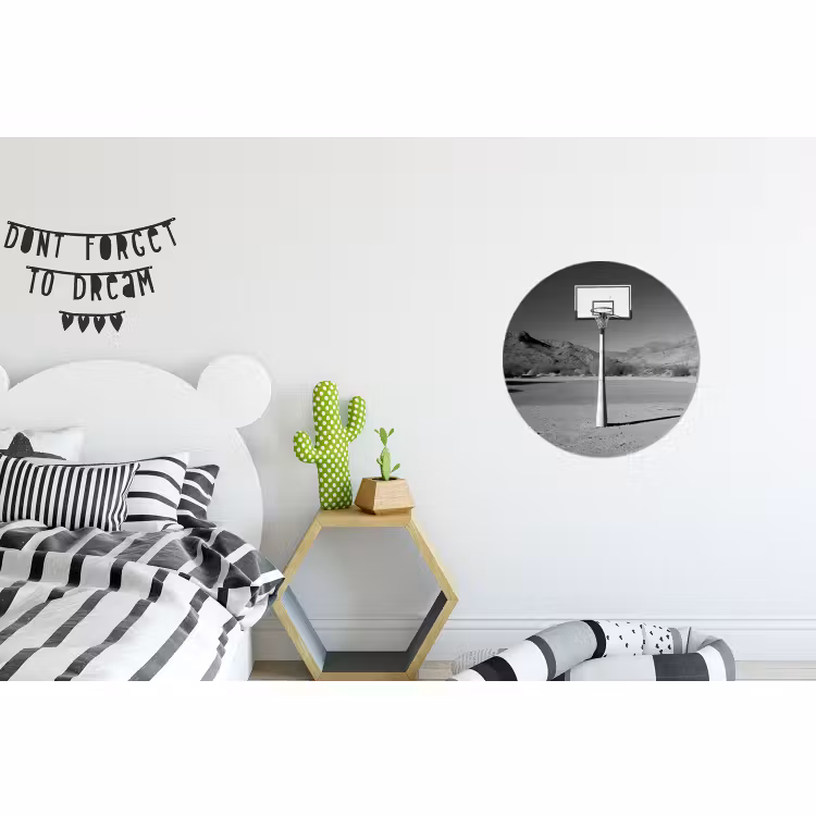 Wandcirkel - Aluminium - Basketbalpaal - Landschap - Zand - Wit — 5