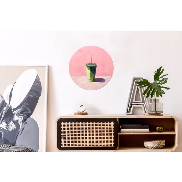 Wandcirkel - Aluminium - Beker - Rietje - Minimalistisch - Groen — 3