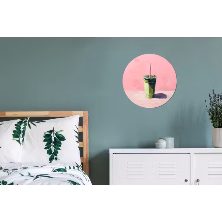 Wandcirkel - Aluminium - Beker - Rietje - Minimalistisch - Groen — 4