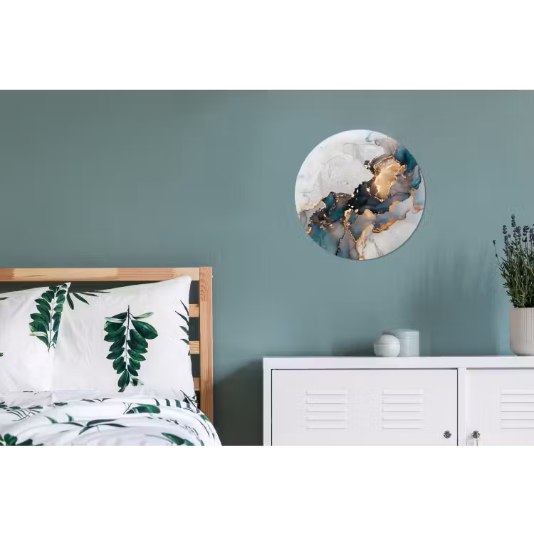 Wandcirkel - Aluminium - Blauw - Marmer - Goud — 4