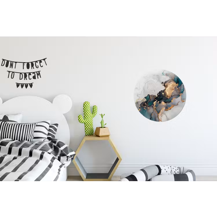Wandcirkel - Aluminium - Blauw - Marmer - Goud — 5