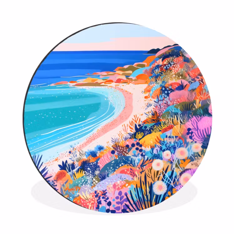 Wandcirkel - Aluminium - Bloemenweide - Zee - Zomers — 1