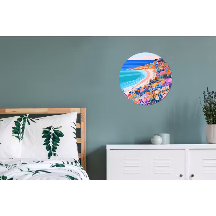 Wandcirkel - Aluminium - Bloemenweide - Zee - Zomers — 4