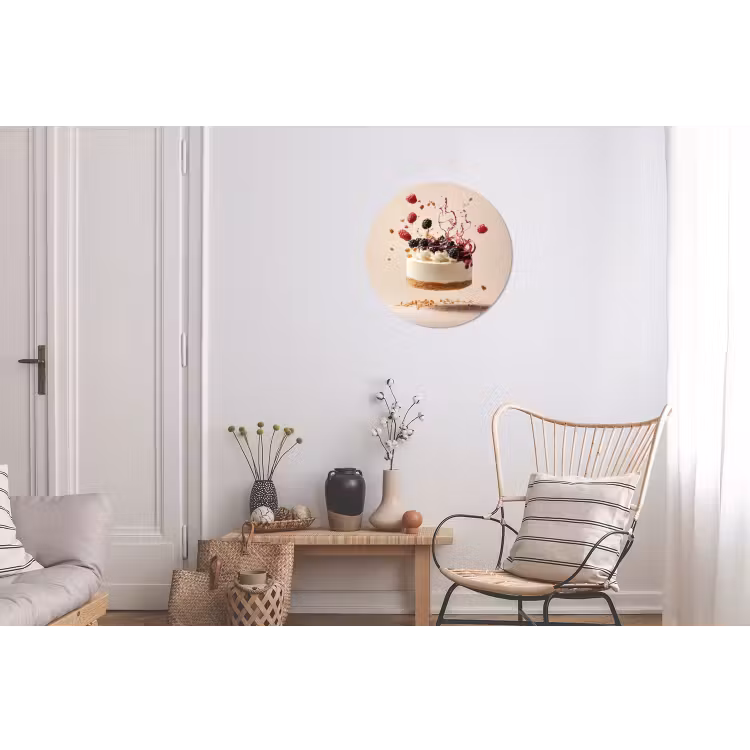 Wandcirkel - Aluminium - Cheesecake - Eten - Roze - Taart — 2