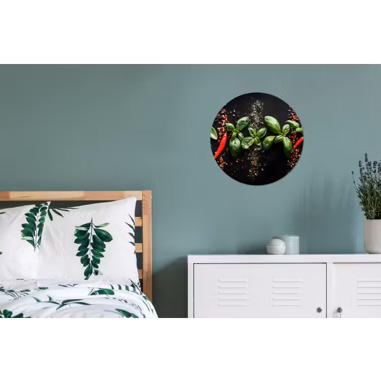 Wandcirkel - Aluminium - Chilipepers - Basilicum - Blaadjes - Rood — 4