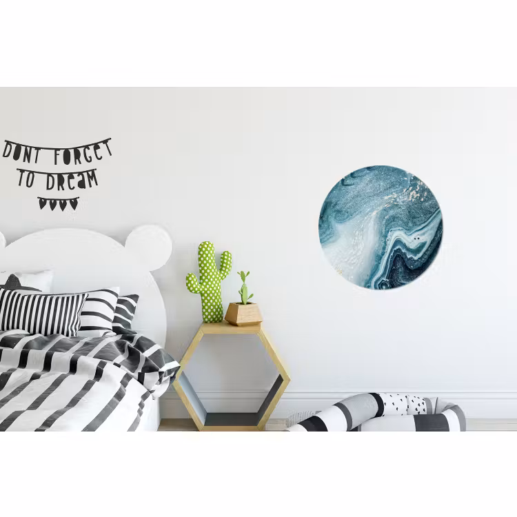 Wandcirkel - Aluminium - Edelstenen - Blauw - Natuur - Marmer - Abstract — 5