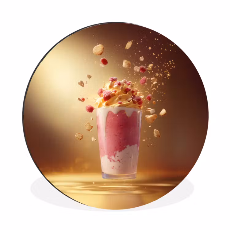 Wandcirkel - Aluminium - Framboos - Smoothie - Drinken - Roze — 1