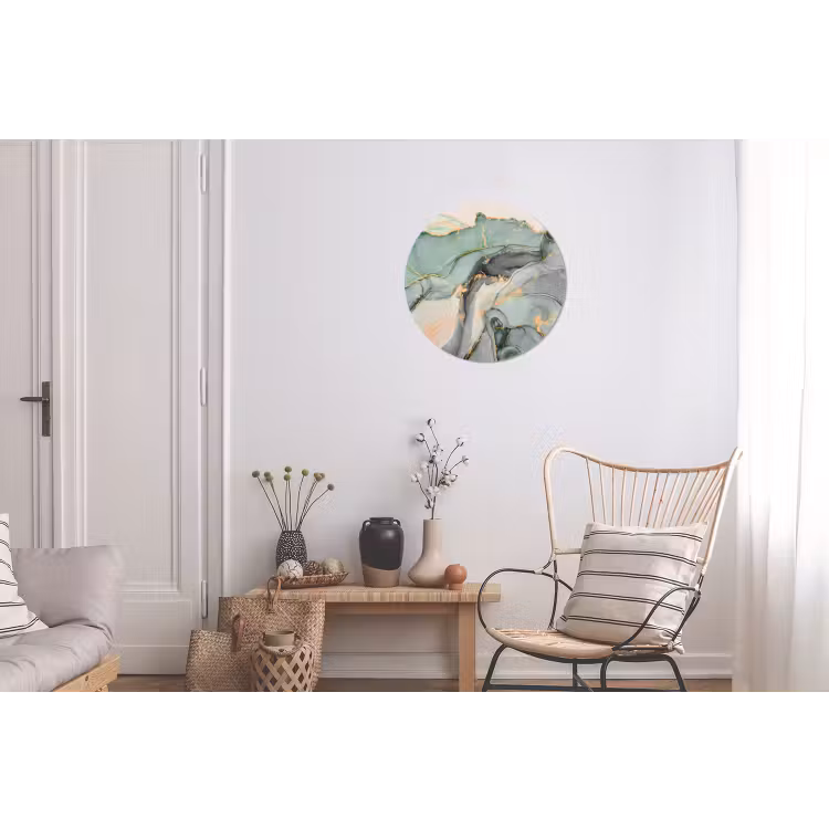 Wandcirkel - Aluminium - Goud - Marmer - Groen - luxe - Glitter - Marmerlook — 2