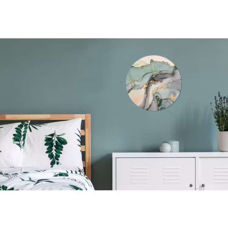 Wandcirkel - Aluminium - Goud - Marmer - Groen - luxe - Glitter - Marmerlook — 4