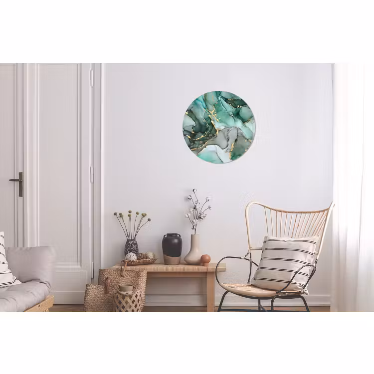 Wandcirkel - Aluminium - Goud - Marmer - Groen - Luxe - Marmerlook - Grijs — 2