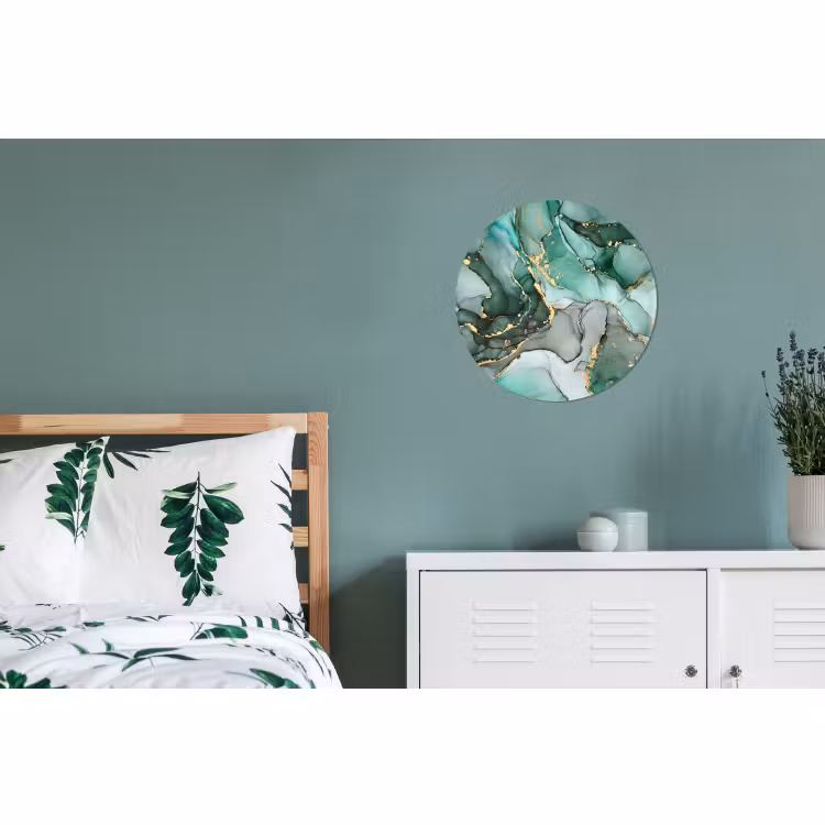 Wandcirkel - Aluminium - Goud - Marmer - Groen - Luxe - Marmerlook - Grijs — 4