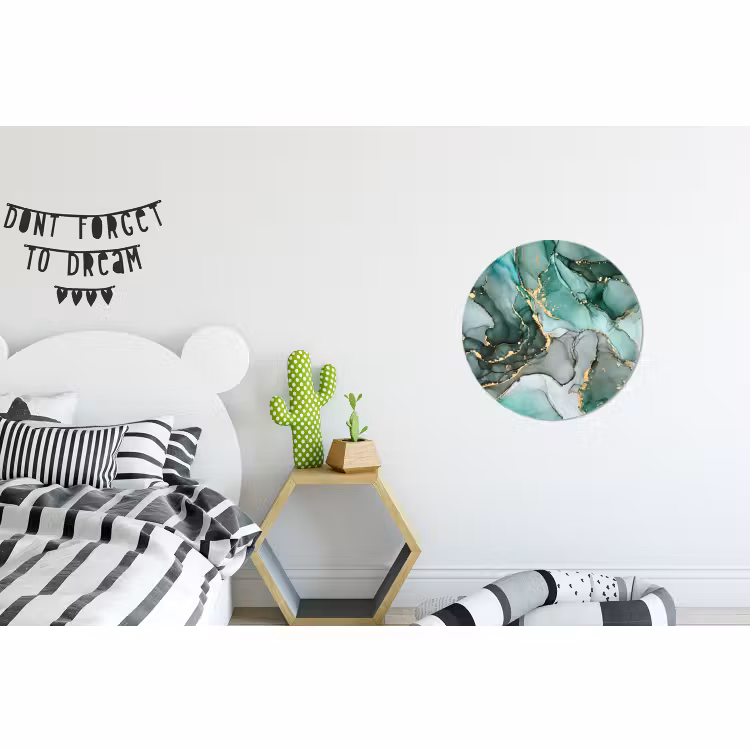 Wandcirkel - Aluminium - Goud - Marmer - Groen - Luxe - Marmerlook - Grijs — 5