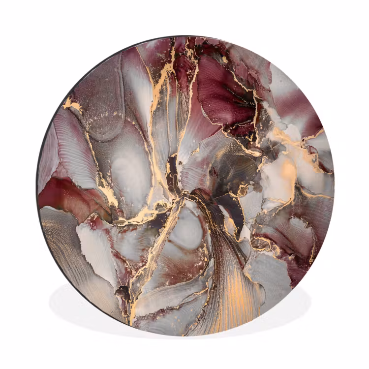 Wandcirkel - Aluminium - Goud - Marmer - Paars — 1