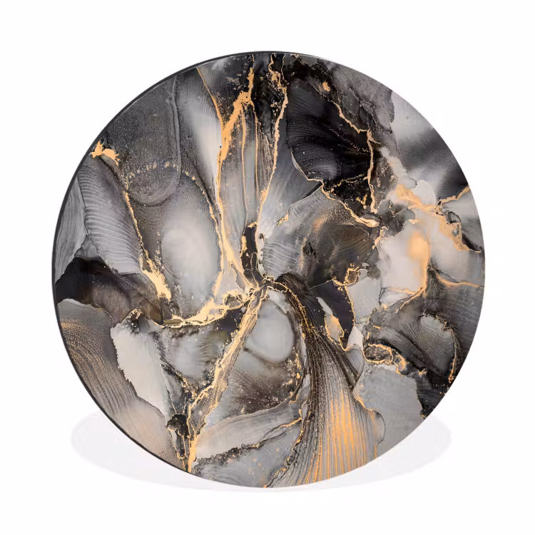 Wandcirkel - Aluminium - Grijs - Luxe - Goud - Marmer — 1