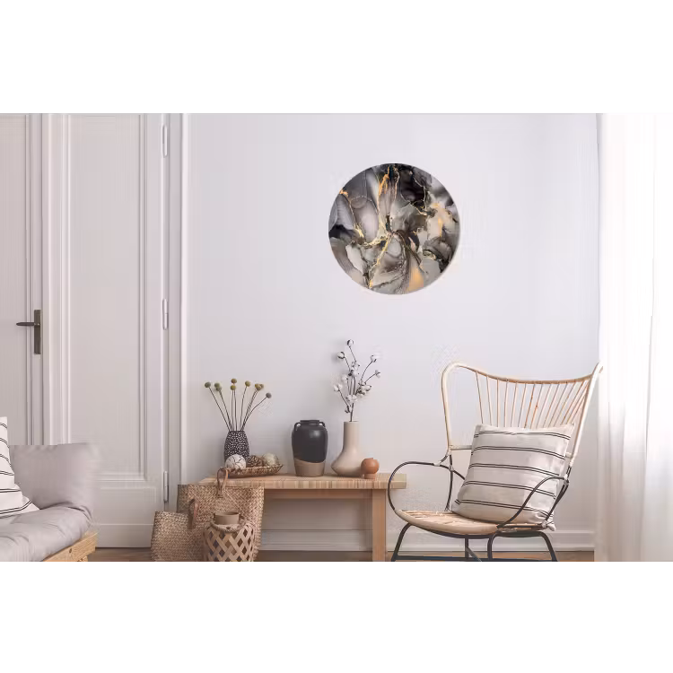 Wandcirkel - Aluminium - Grijs - Luxe - Goud - Marmer — 2