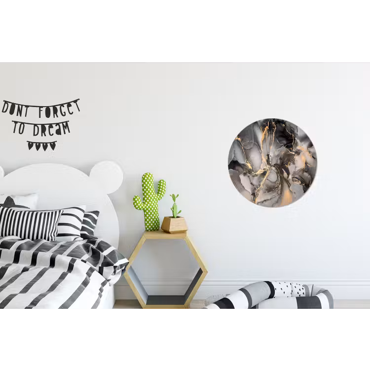 Wandcirkel - Aluminium - Grijs - Luxe - Goud - Marmer — 5
