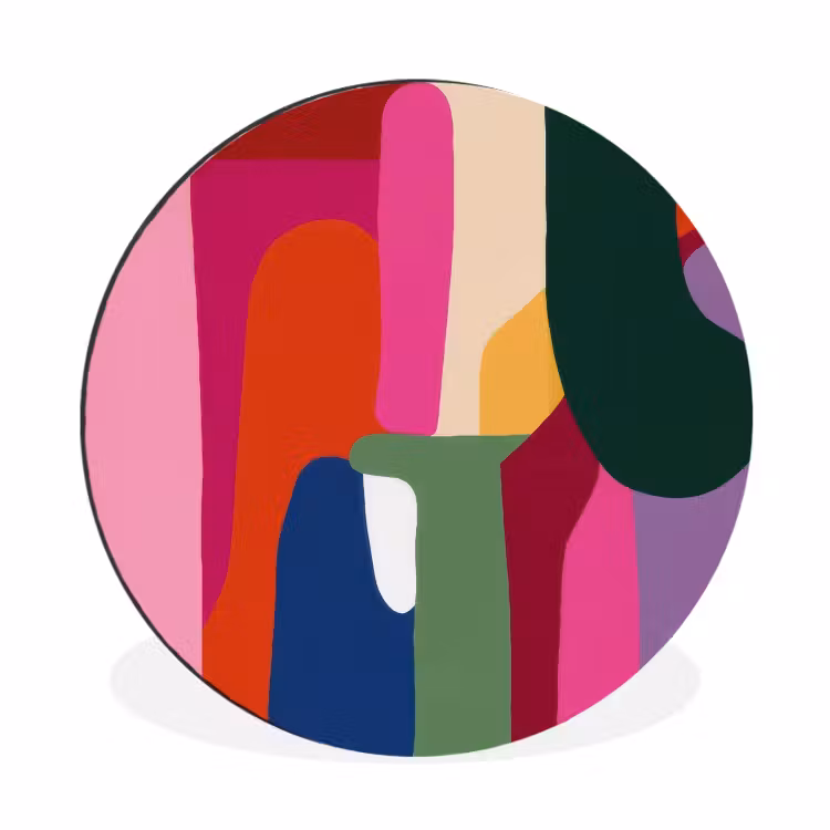 Wandcirkel - Aluminium - Kleurvakken - Recht - Rond - Abstract — 1