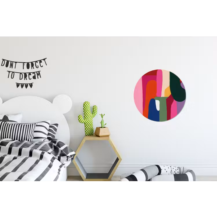 Wandcirkel - Aluminium - Kleurvakken - Recht - Rond - Abstract — 5