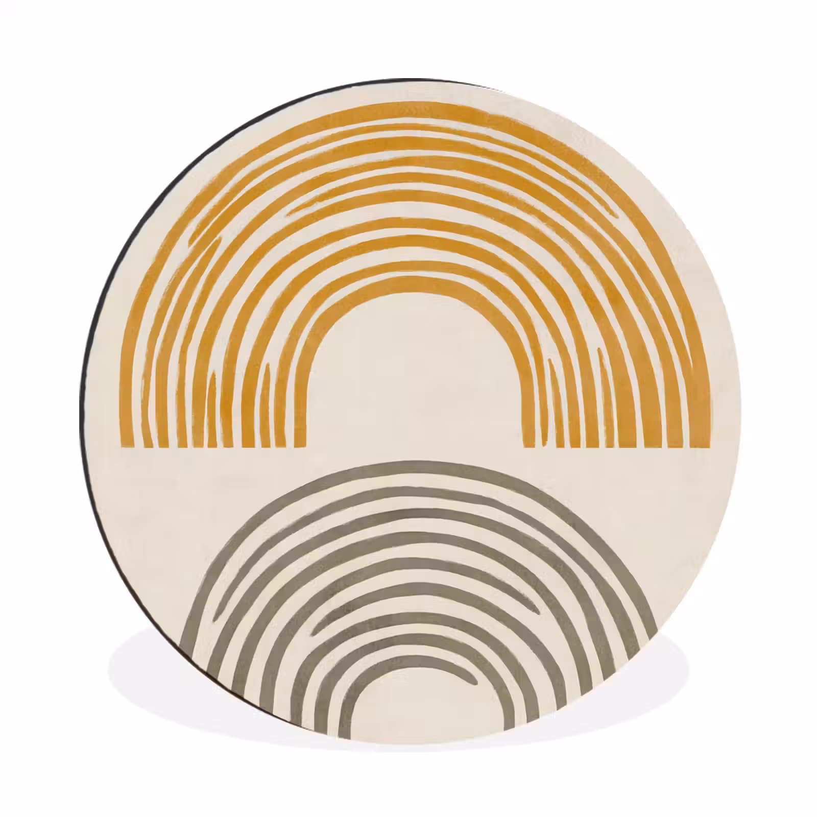 Wandcirkel - Aluminium - Bogen - Lijnen - Oranje - Minimalistisch — 1